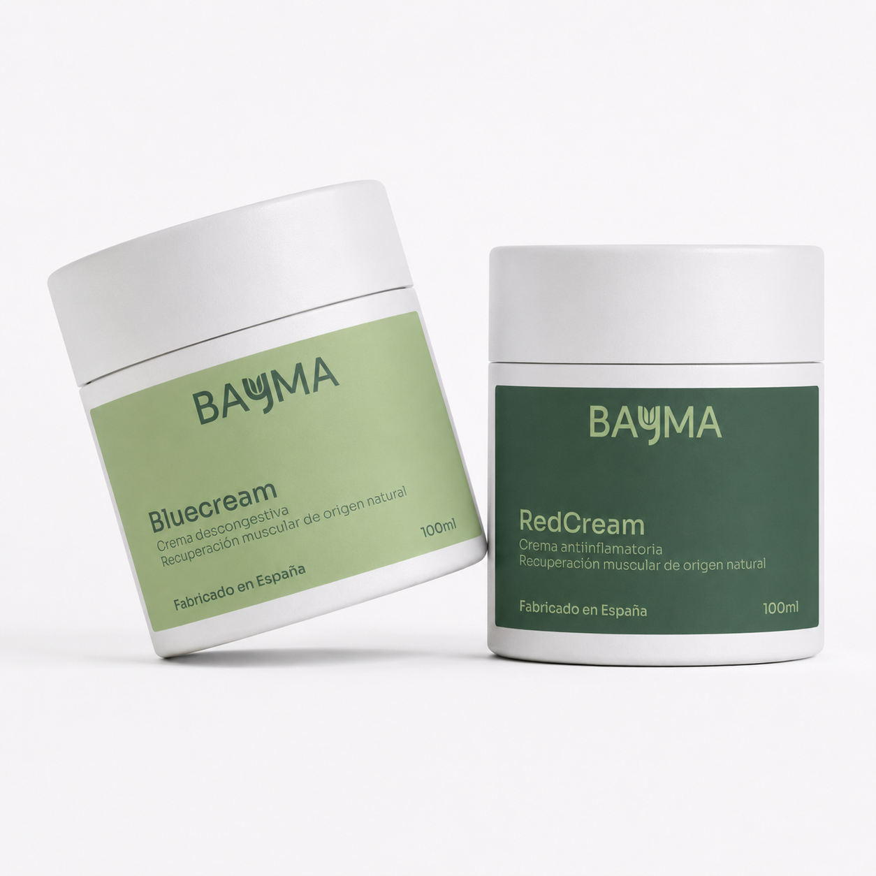 Diseño de packaging de cremas BAYMA, proyecto de identidad visual de Fusionarte, agencia de branding en Alicante