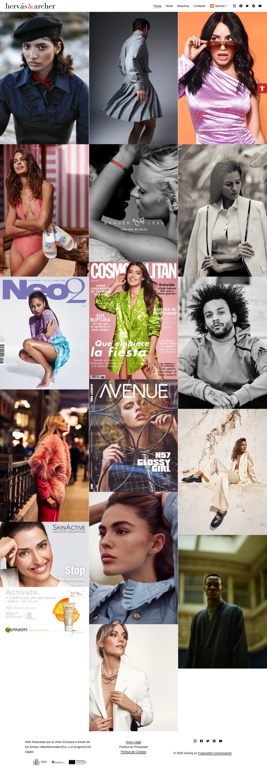 Diseño del portfolio web de fotografía de moda de Hervás y Archer