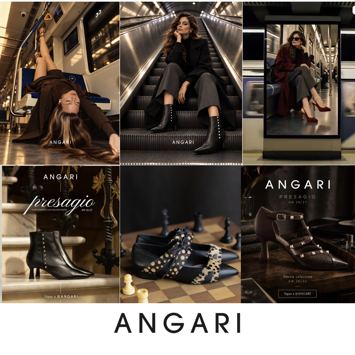 Composición de contenidos de moda y comunicación visual para Angari Shoes